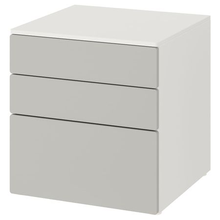Комод с 3 ящиками, белый, серый 60x57x63 см IKEA SMÅSTAD СМОСТАД / OPPHUS ОПХУС 593.950.85