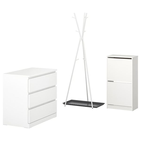 BISSA / EKRAR Мебель для прихожей, 4 предм. - белый/серый - фото 1