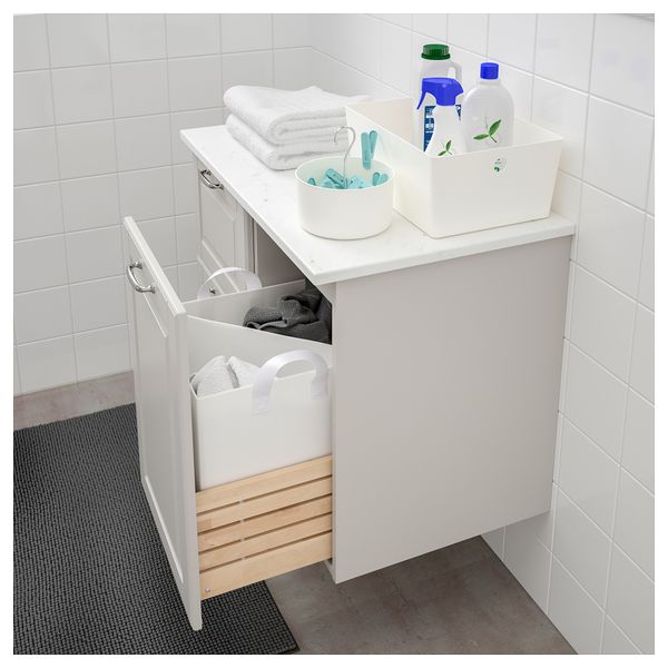 Шкаф под раковину с 3 ящиками ГОДМОРГОН / ТОЛКЕН, Кашён светло-серый, под мрамор (82x49x60 см) - схема-чертеж с размерами