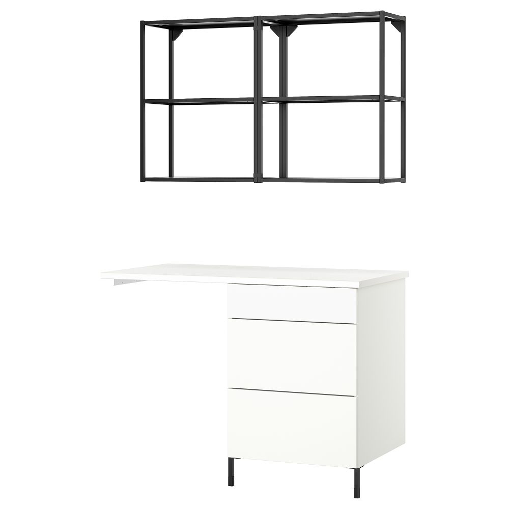 Комбинация для хранения, антрацит, белый, 121.5x63.5x222 см IKEA BEGIVENHET БЕГИВЕНХЕТ 295.480.75 - фото 1