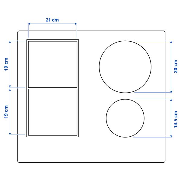 Индукционная Варочная панель, 58 см, IKEA 500 белый IKEA BEJUBLA ДЖУБЛD БЭЮБЛАД 004.672.96 - схема-чертеж с размерами