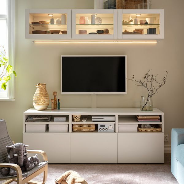 Шкаф для ТВ, комбинированный, стекляные дверцы, белый/Лаппвикен белый прозрачное стекло 180x42x192 см IKEA BESTÅ БЕСТО - фото 4