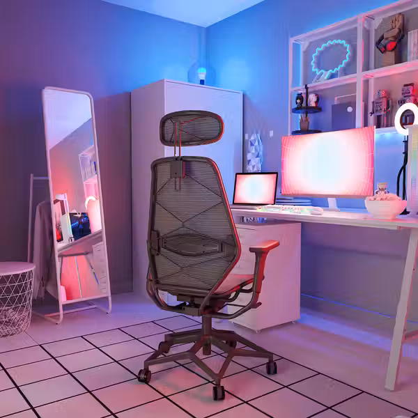 STYRSPEL Стул для геймеров - темно-серый/серый - схема-чертеж с размерами