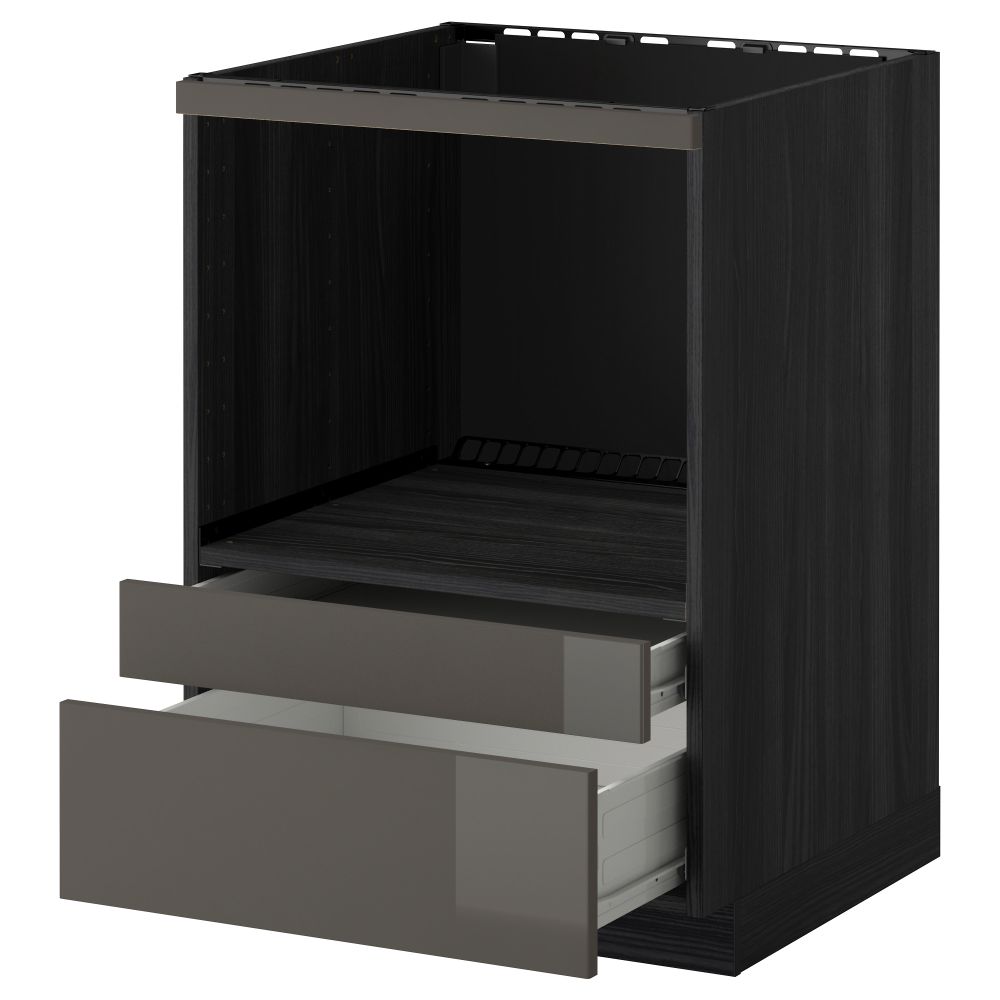 Напольный шкаф для комбинирования СВЧ, ящики МЕТОД / ФОРВАРА, черный, Рингульт серый (60x60 см) - схема-чертеж с размерами