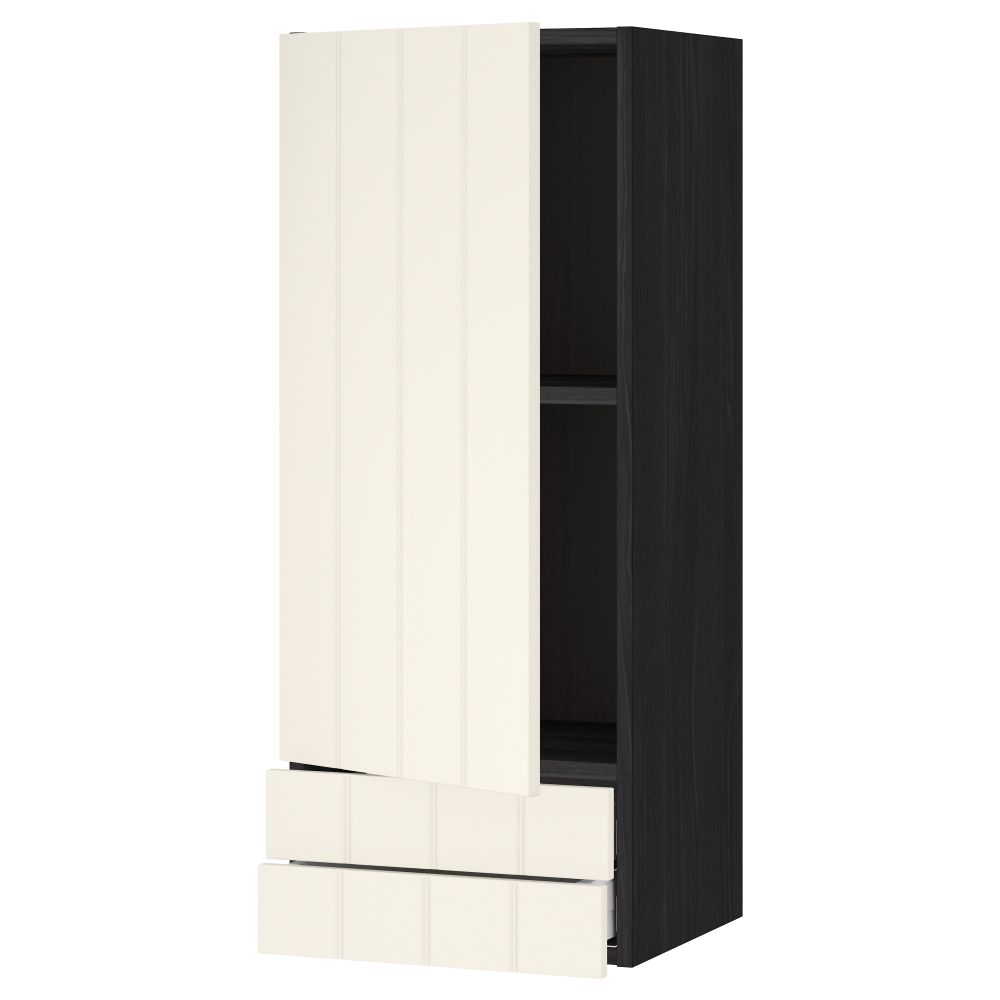 Навесной шкаф с дверцей, 2 ящика МЕТОД / МАКСИМЕРА, черный, Хитарп белый с оттенком - схема-чертеж с размерами