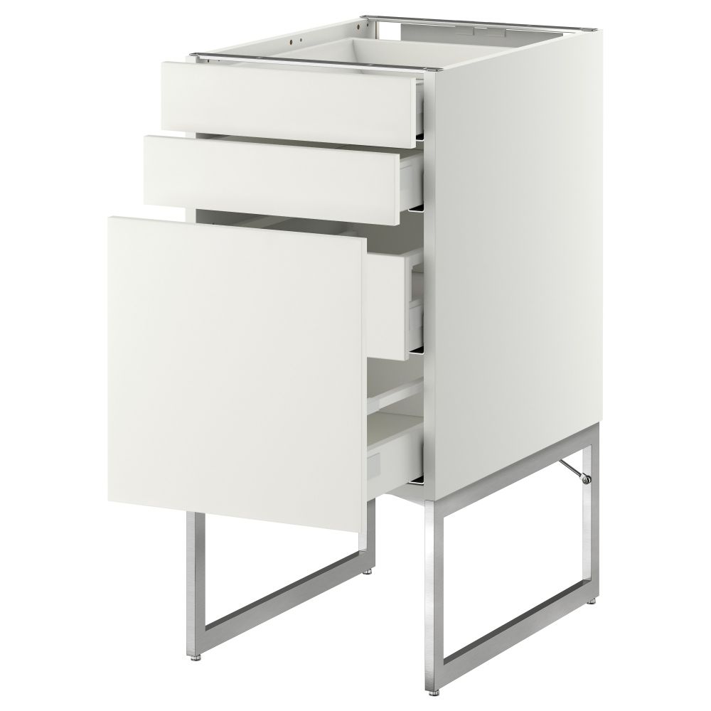 Напольный шкаф 3 фронтальных панели, 2 нижних, 2 средних ящика МЕТОД / МАКСИМЕРА, белый, Хэггеби белый - схема-чертеж с размерами