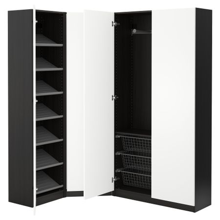 Гардероб ПАКС, черно-коричневый, Бальстад белый