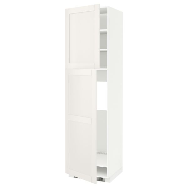 Высокий шкаф для холодильника, 2 дверцы МЕТОД, белый, Сэведаль белый - схема-чертеж с размерами