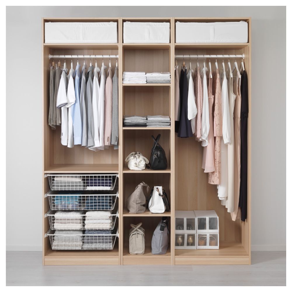 Гардероб ПАКС, под беленый дуб (200x58x236 см) - фото 1