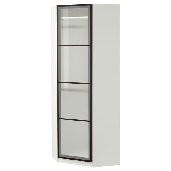 Гардероб угловой ПАКС, белый, Февик матовое стекло - фото 1