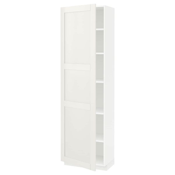 Высокий шкаф с полками, белый/Сэведаль белый 60x37x200 см IKEA METOD МЕТОД 494.455.66 - фото 1