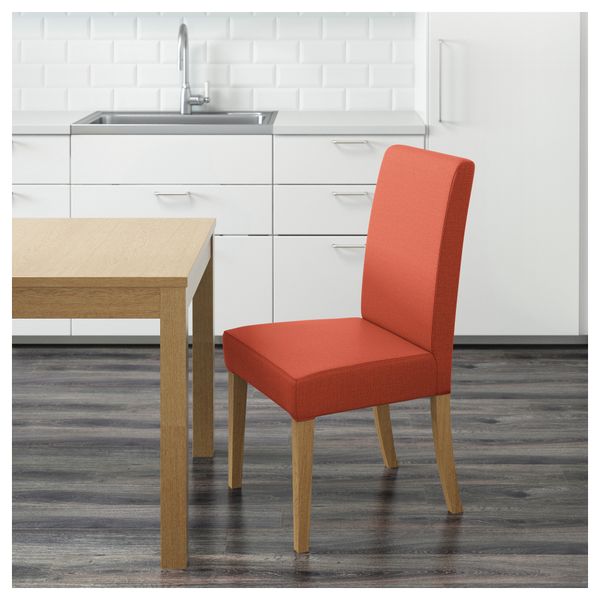 Стул ХЕНРИКСДАЛЬ, дуб, Шифтебу темно-оранжевый - схема-чертеж с размерами