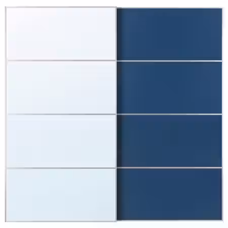 AULI / MEHAMN Пара раздвижных дверей - алюминий зеркальное стекло/двусторонний синий 200x201 см