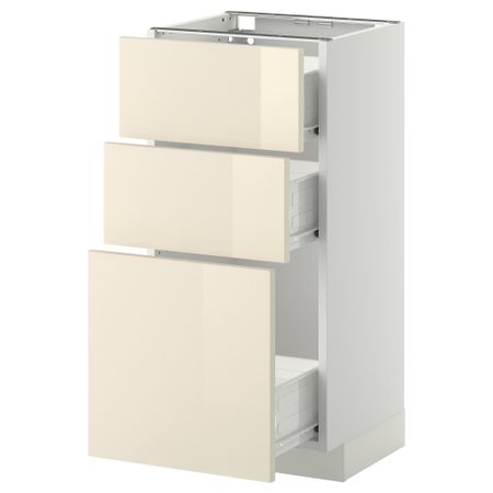 Напольный шкаф с 3 ящиками МЕТОД / ФОРВАРА, белый, Рингульт кремовый