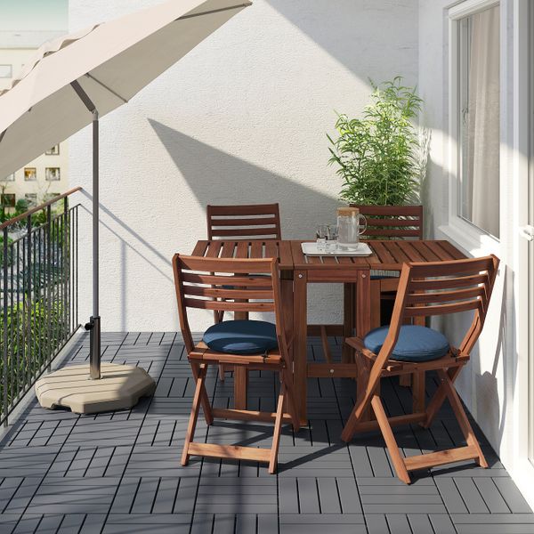 Стол + 4 складных стула, для/сада, коричневая морилка/ФРЁСЁН/ДУВХОЛЬМЕН синий IKEA ЭПЛАРО 293.249.28 - схема-чертеж с размерами