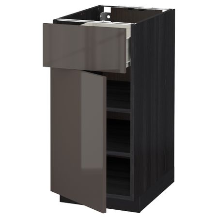 Напольный шкаф с ящиком, дверью МЕТОД / ФОРВАРА, черный, Рингульт серый