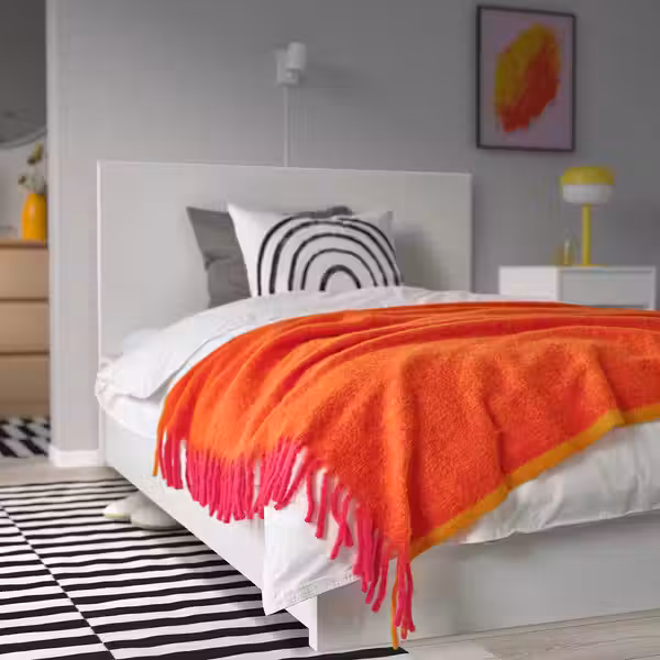 KLIPPOXEL КЛИППОКСЕЛЬ Плед - оранжевый/ярко-розовый 130x170 см - схема-чертеж с размерами