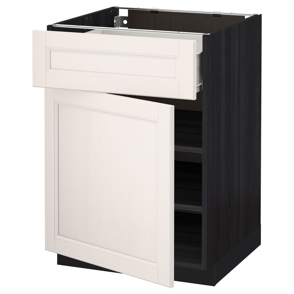 Напольный шкаф с ящиком, дверью МЕТОД / ФОРВАРА, черный, Лаксарби белый - схема-чертеж с размерами