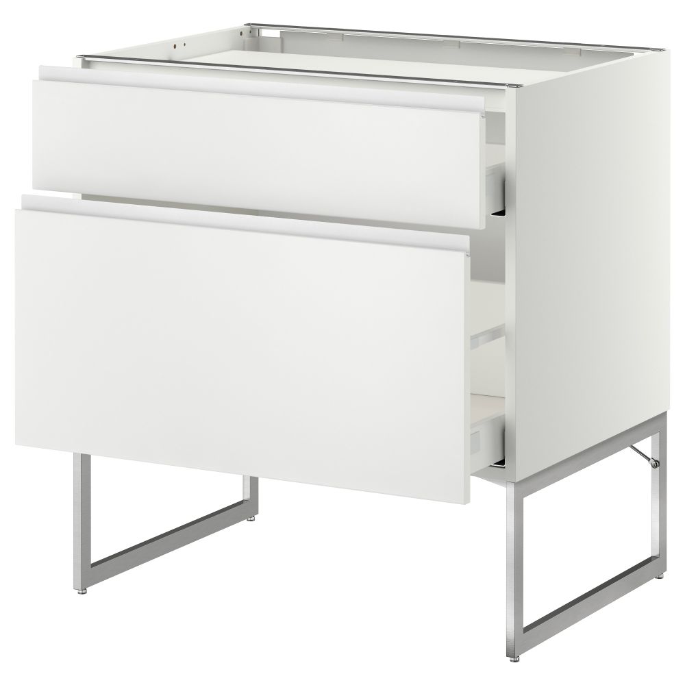 Напольный шкаф, 2 фронтальных панели, 3 ящика МЕТОД / МАКСИМЕРА, белый, Нодста белый - схема-чертеж с размерами