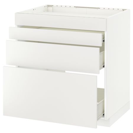 Напольный шкаф для духовки, 4фасада, 3 ящика МЕТОД / ФОРВАРА, белый, Хэггеби белый