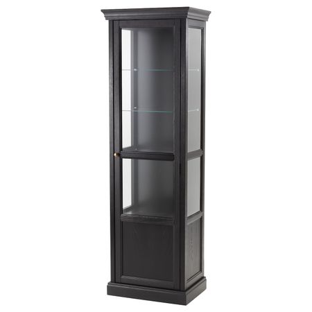 Шкаф-витрина, черная морилка 60x40x186 см IKEA MALSJÖ МАЛЬШЁ 103.833.81