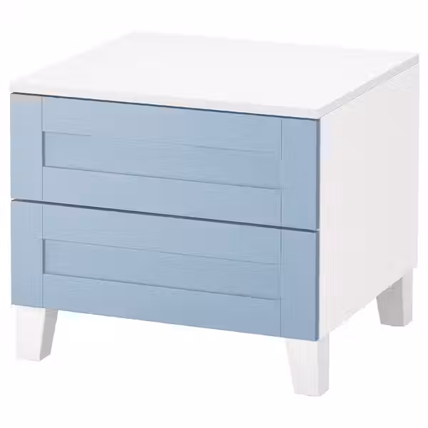 PLATSA Комод с 2 ящиками - белый/Sannidal синий 60x57x53 см - фото 1