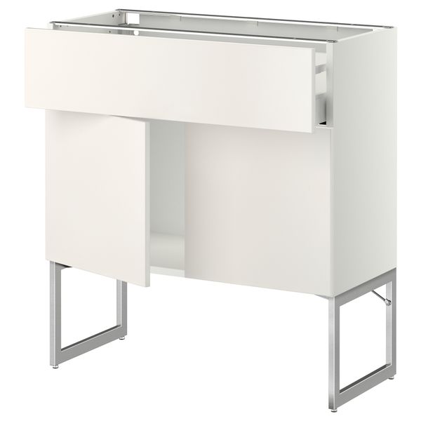 Напольный шкаф, полки, ящик, 2 двери МЕТОД / МАКСИМЕРА, белый, Веддинге белый - схема-чертеж с размерами