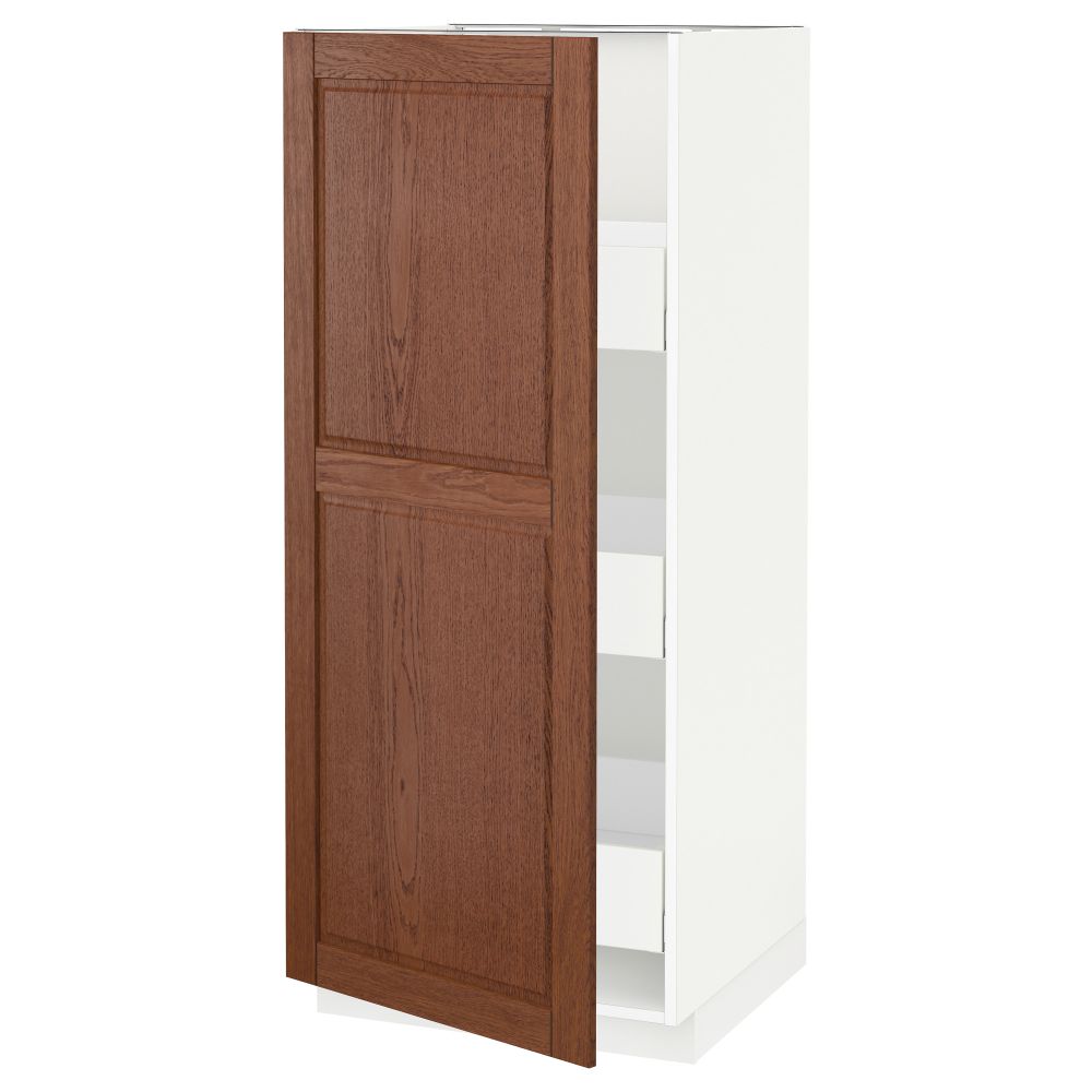 Высокий шкаф с ящиками МЕТОД / МАКСИМЕРА, белый, Филипстад коричневый - схема-чертеж с размерами