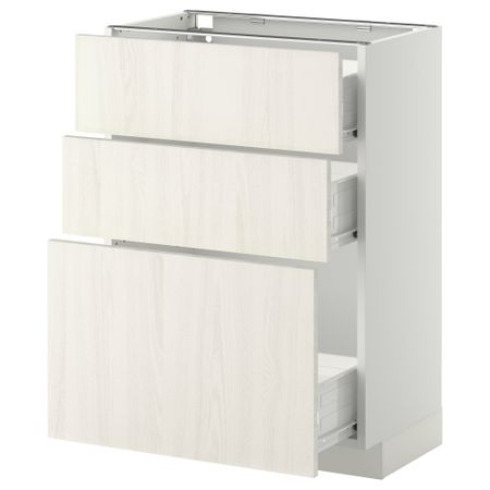 Напольный шкаф с 3 ящиками МЕТОД / ФОРВАРА, белый, Росдаль белый