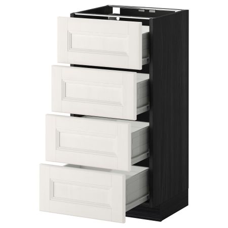 Напольный шкаф 4 фронтальных панели/4 ящика МЕТОД / ФОРВАРА, черный, Лаксарби белый