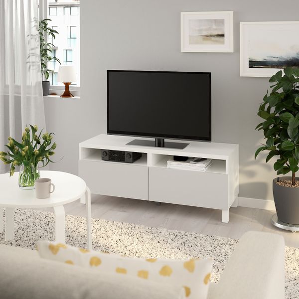 Тумба для ТВ с ящиками, белый/Лаппвик/стуббарп светло-серый 120x42x48 см IKEA БЕСТО 892.442.74 - фото 2