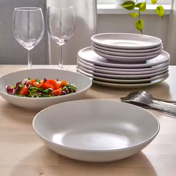 FÄRGKLAR Тарелка глубокая - матовая поверхность светло-серый 23 см - фото 4