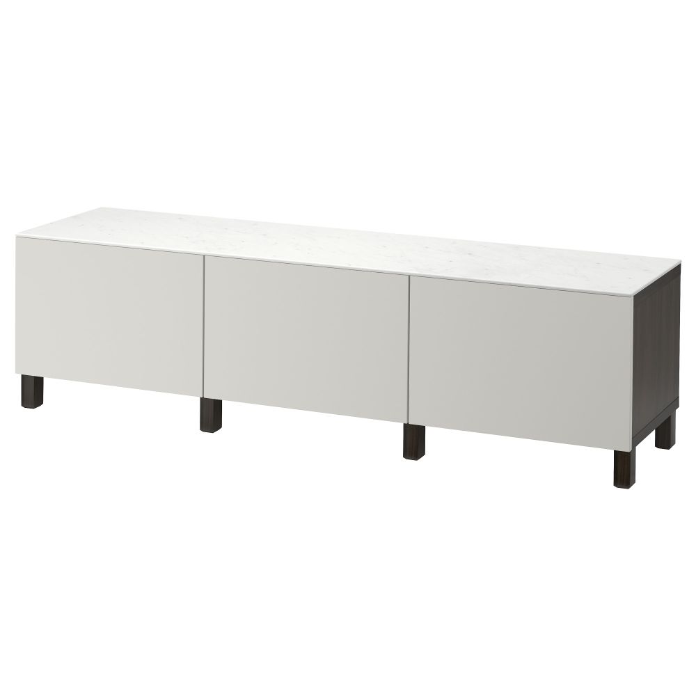 Комбинация для хранения с ящиками БЕСТО, черно-коричневый, Лаппвикен светло-серый (180x42x48 см) - фото 1