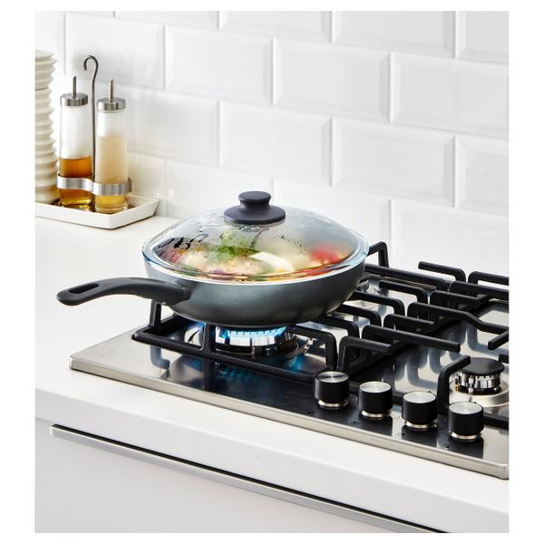 Сотейник c крышкой, серый 26 см IKEA ШЭНКА 403.731.54 - фото 3