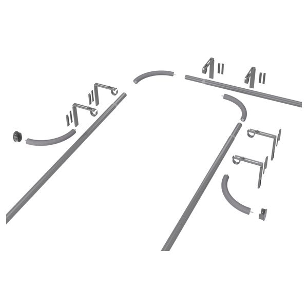 Гардинный карниз, комбинация для эркера ХУГАД, серебристый - схема-чертеж с размерами