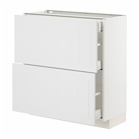 Напольный шкаф, 2 фасада/3 ящика, белый/Стенсунд белый 80x37 см IKEA METOD МЕТОД / MAXIMERA МАКСИМЕРА 294.097.29