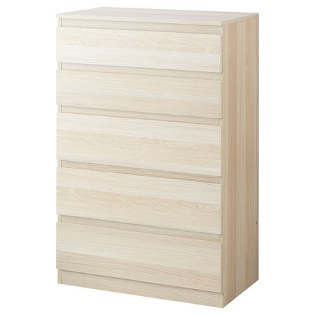 Комод с 5 ящиками, под беленый дуб 70x112x40 см IKEA SKÅNEVIK СКОНЕВИК 803.277.68