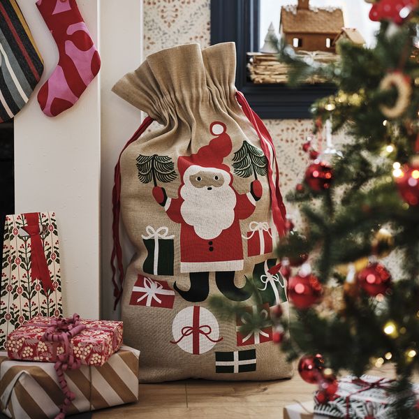 Мешок на завязках, орнамент «Санта Клаус» неокрашенный, 92x56 см IKEA VINTERFINT 505.815.86 - фото 2