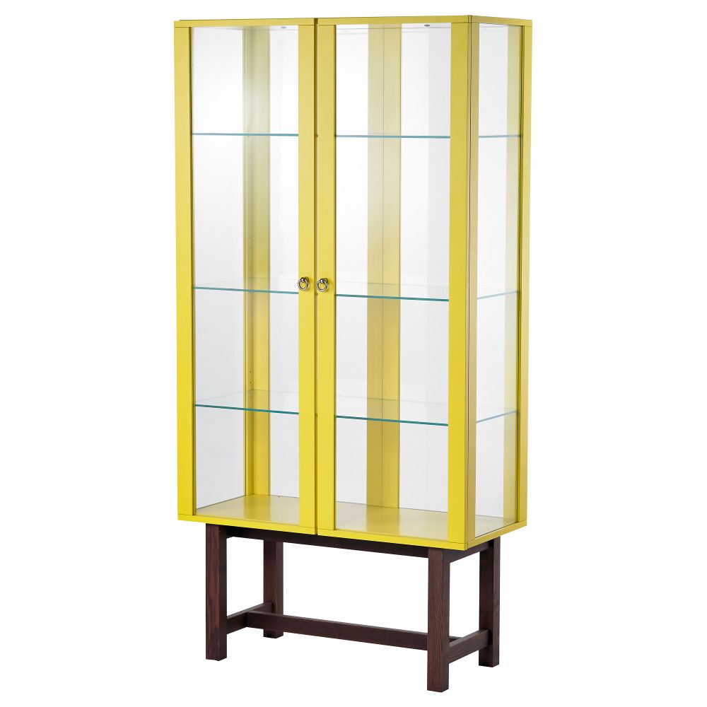 Шкаф со стеклянными дверями СТОКГОЛЬМ, желтый (90x180 см) - фото 1