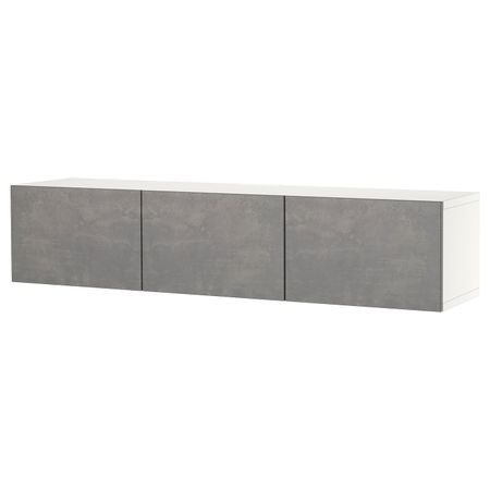 Тумба под ТВ, с дверцами, белый/КЭЛЛЬВИКЕН темно-серый 180x42x38 см IKEA BESTÅ БЕСТО 294.328.38