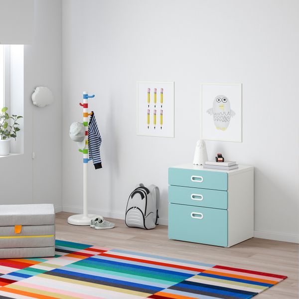 Комод с 3 ящиками, белый/голубой 60x64 см IKEA STUVA СТУВА / FRITIDS ФРИТИДС 892.526.69 - фото 2