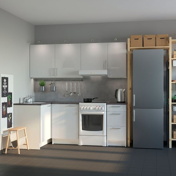 Кухня, глянцевый белый 120x220x220 см IKEA KNOXHULT КНОКСХУЛЬТ 994.015.36 - схема-чертеж с размерами