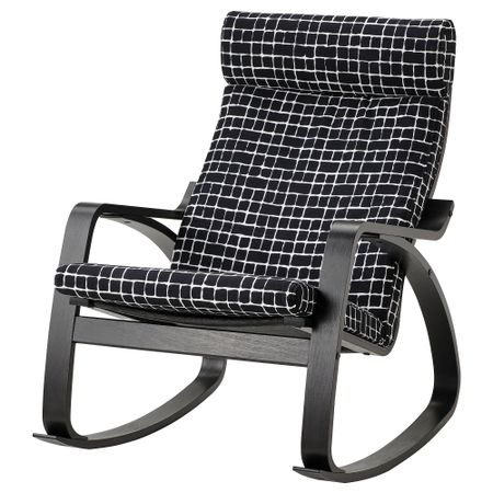 Кресло-качалка, черно-коричневый/Storudden белый, черный IKEA POÄNG 994.240.95
