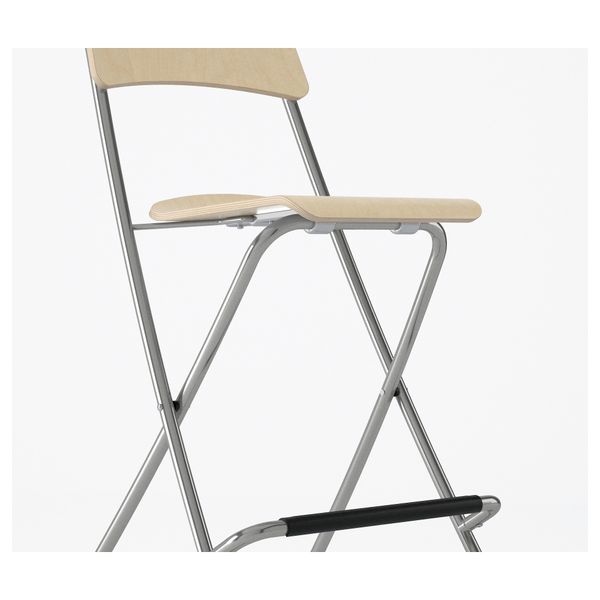 Стул барный, складной ФРАНКЛИН, березовый шпон, серебристый (74 см) - фото 6