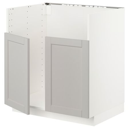 METOD Шкаф для мойки ТАЛЛШЁН - белый/Lerhyttan светло-серый 80x60 см