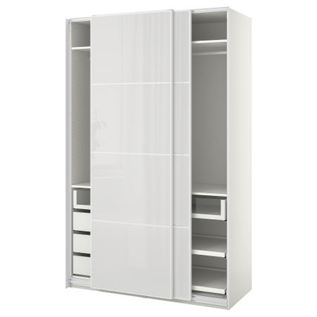 Гардероб, 150x66x236 см, белый, светло-серый IKEA PAX ПАКС, HOKKSUND ХОККСУНД 094.322.69