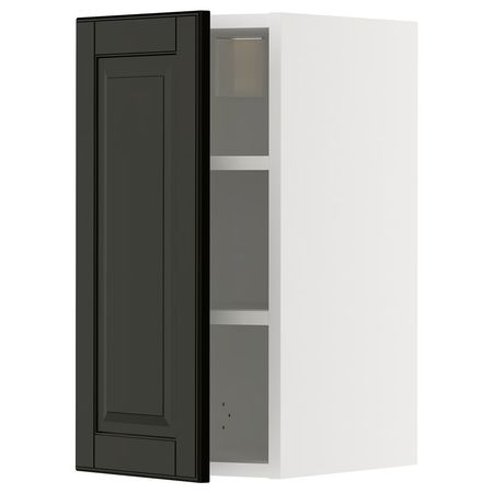 METOD Навесной шкаф с полками - белый/Bodbyn чёрный 30x60 см