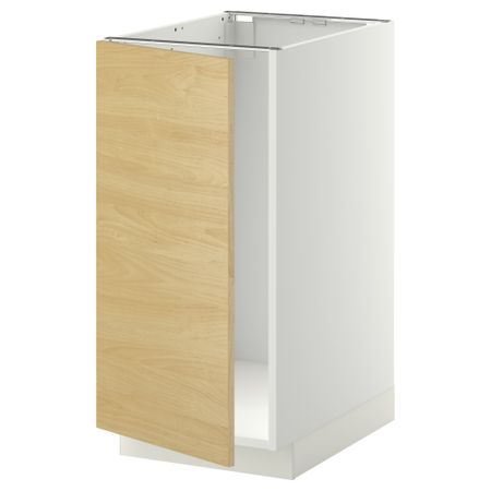 Напольный шкаф для мойки, мусорных контейнер МЕТОД, белый, Тингсрид береза (40x60 см)