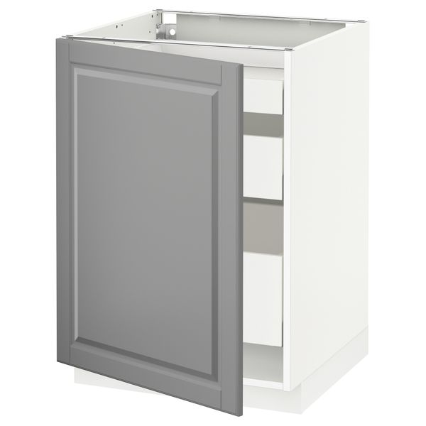 Напольный шкаф с 1 дверцей, 3 ящика МЕТОД / МАКСИМЕРА, белый, Будбин серый - схема-чертеж с размерами