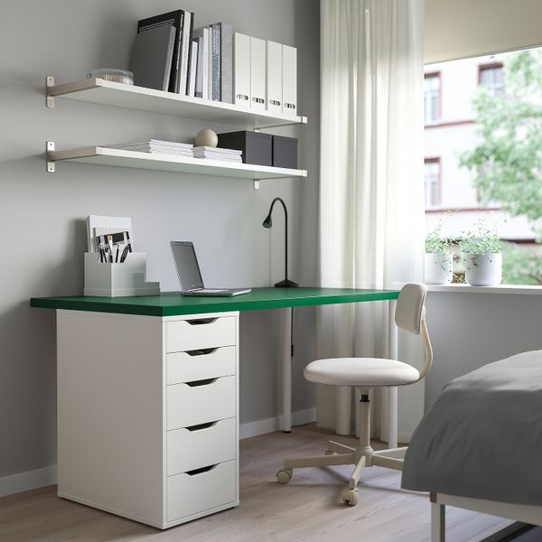 Стол, зеленый, белый 150x75 см IKEA LINNMON ЛИННМОН / ALEX АЛЕКС 593.355.53 - схема-чертеж с размерами